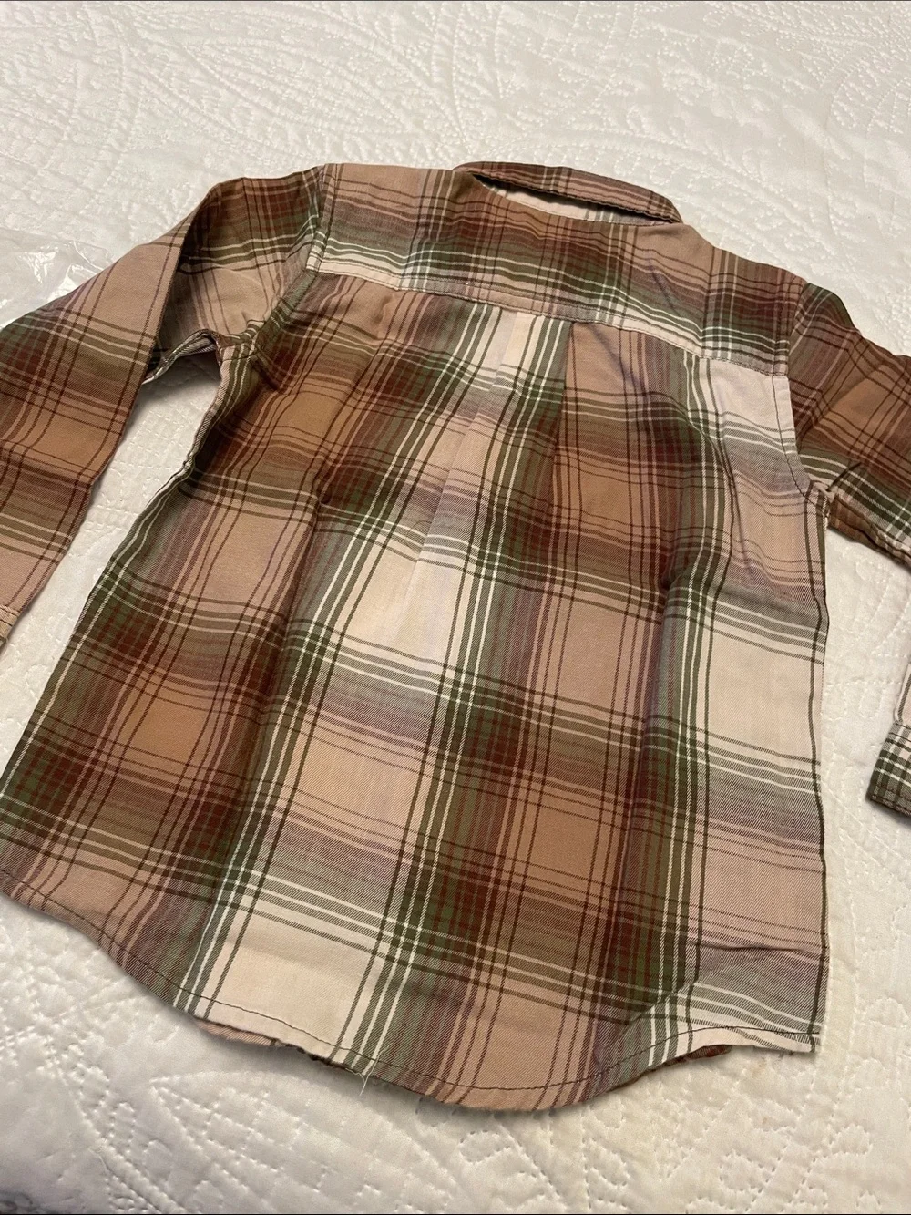 NWT $33 The Children’s Place 4T TRULY OLIVE Plaid Soft Long Sleeve Button Shirt